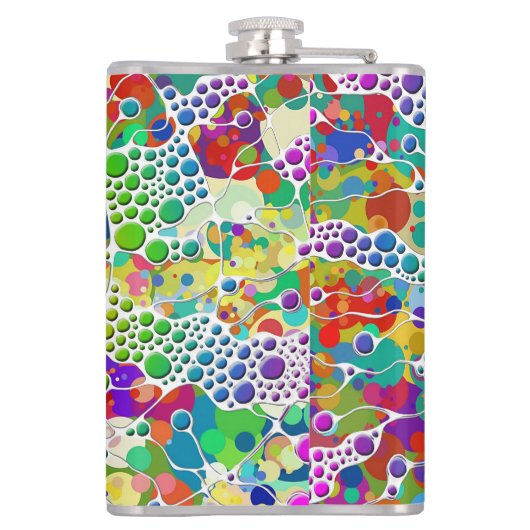 Farbige Punkte Spiralen Handmalerei 2 Flachmann (Rückseite)