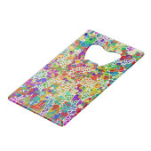 Farbige Punkte Spiralen Handmalerei 2 Geldbeutel Flaschenöffner (Rückseite Schrägansicht)