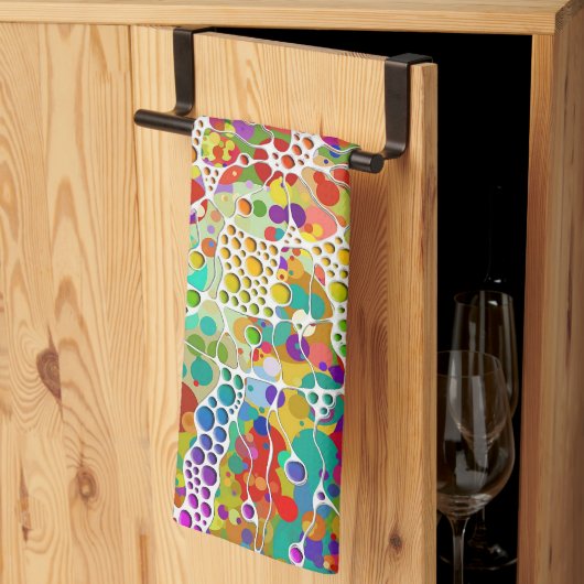 Farbige Punkte Spiralen Handmalerei 2 Geschirrtuch (Drittel gefaltet)