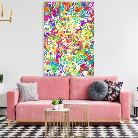 Farbige Punkte Spiralen Handmalerei 2 Leinwanddruck (Insitu (Wohnzimmer))