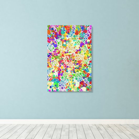 Farbige Punkte Spiralen Handmalerei 2 Leinwanddruck (Insitu (Holzboden))