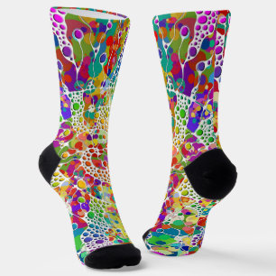 Farbige Punkte Spiralen Handmalerei 2 Socken