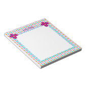 Farbige Punkte und rosa Blume Notizblock (angewinkelt)