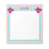 Farbige Punkte und rosa Blume Notizblock (Vorderseite)
