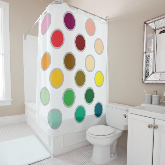 Farbige Punkte und Weiß Duschvorhang (Beispiel)