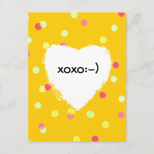 farbige Punkte und weißes Herz Form xoxo Postkarte