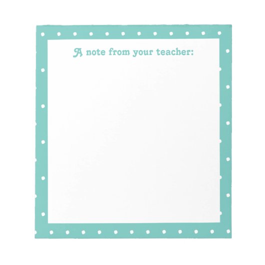 Farbige Punktmuster-Anmerkung des Lehrers Notizblock (Vorderseite)