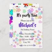 Farbige Puzzleteile Einladung (Vorne/Hinten)