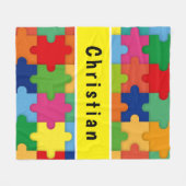 Farbige Puzzleteile für Autismus nach Maß Fleecedecke (Vorderseite (Horizontal))