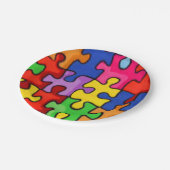 Farbige Puzzleteile Pappteller (Schrägansicht)
