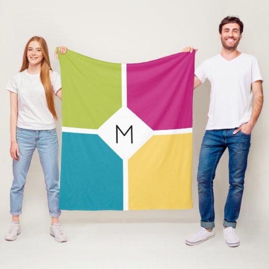 Farbige Quadranten | Sommerfarben | MONOGRAMM Fleecedecke (Beispiel)
