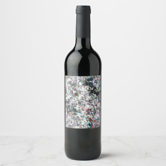 Farbige Quadrate ähnlich CD-Teilen, Nagemosaik Weinetikett (Vorderseite)