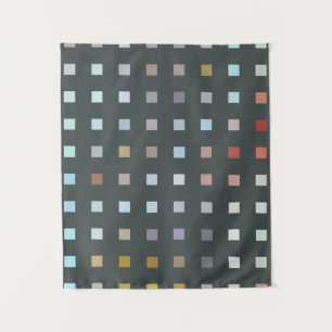 Farbige Quadrate auf graugrünen Flächen Wandteppich
