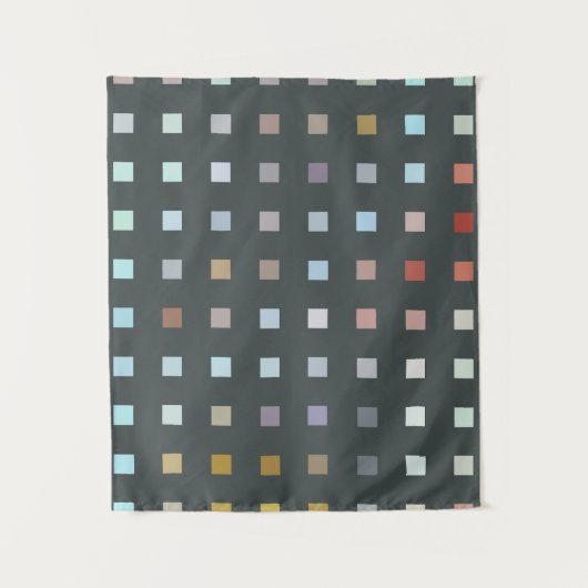 Farbige Quadrate auf graugrünen Flächen Wandteppich (Vorderseite)