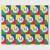 Farbige Quadrate benutzerdefinierte Monogramm Geschenkpapier (Flach)