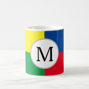 Farbige Quadrate benutzerdefinierte Monogramm Kaffeetasse