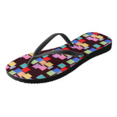 Farbige Quadrate Flip Flops Badesandalen (Schrägansicht)