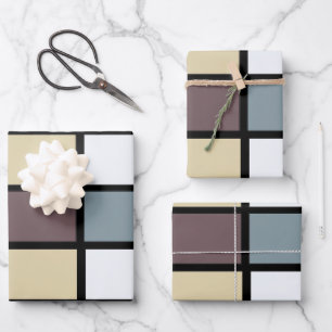Farbige Quadrate geometrisch Geschenkpapier Set
