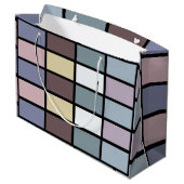 Farbige Quadrate geometrisch Große Geschenktüte (Rückseite Schrägansicht)