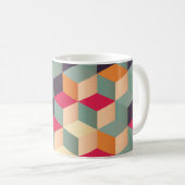 Farbige Quadrate, geometrisches Retro-Muster. Kaffeetasse (VorderseiteRechts)