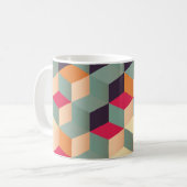 Farbige Quadrate, geometrisches Retro-Muster. Kaffeetasse (Vorderseite Links)