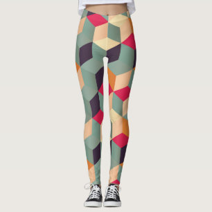 Farbige Quadrate, geometrisches Retro-Muster. Leggings