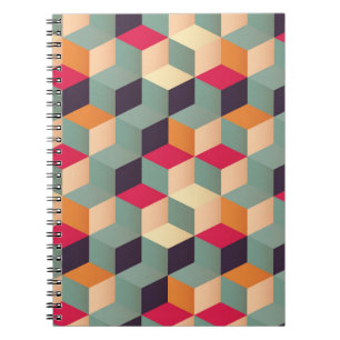 Farbige Quadrate, geometrisches Retro-Muster. Notizblock