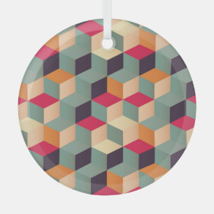 Farbige Quadrate, geometrisches Retro-Muster. Ornament Aus Glas