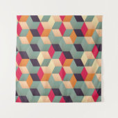 Farbige Quadrate, geometrisches Retro-Muster. Wandteppich (Vorderseite (Horizontal))