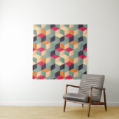 Farbige Quadrate, geometrisches Retro-Muster. Wandteppich (Beispiel)