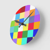 Farbige Quadrate Karo Runde Wanduhr (Winkel)