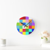 Farbige Quadrate Karo Runde Wanduhr (Zuhause)