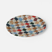 Farbige Quadrate Pappteller (Schrägansicht)