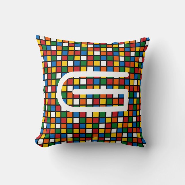 Farbige Quadrate Pillow w/Initial-Primärfarben Kissen (Vorderseite)