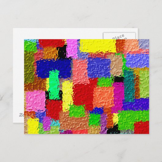 Farbige Quadrate Postkarte (Vorne/Hinten)