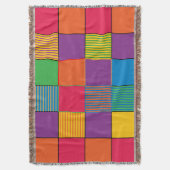 Farbige Quadrate und Streifen Decke (Vorderseite Vertikal)