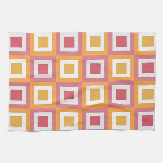 Farbige quadratische Geometrie Geschirrtuch (Horizontal)