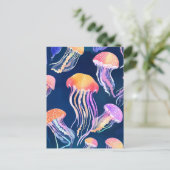Farbige Qualle | Aquarell Postkarte (Stehend Vorderseite)