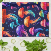 Farbige Qualle Geschirrtuch (Gefaltet)