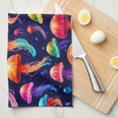 Farbige Qualle Geschirrtuch (Viertel Falte)