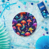 Farbige Qualle Pappteller (Party)