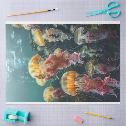 Farbige Quallen-Decoupage Seidenpapier (Basteln)