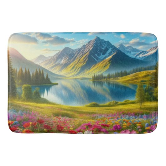 Farbige Quelle/blühender Bergsee Badematte (Vorderseite)