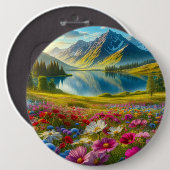 Farbige Quelle/blühender Bergsee Button (Vorne & Hinten)