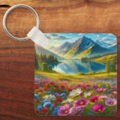 Farbige Quelle/blühender Bergsee Schlüsselanhänger (Vorderseite)