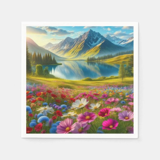 Farbige Quelle/blühender Bergsee Serviette (Vorderseite)