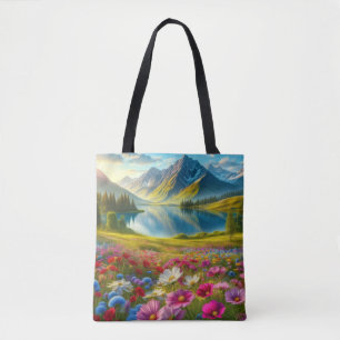 Farbige Quelle/blühender Bergsee Tasche