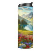 Farbige Quelle/blühender Bergsee Thermosbecher (Nach links gedreht)