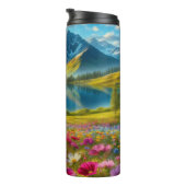 Farbige Quelle/blühender Bergsee Thermosbecher (Nach rechts gedreht)