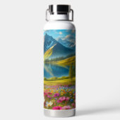 Farbige Quelle/blühender Bergsee Trinkflasche (Rückseite)